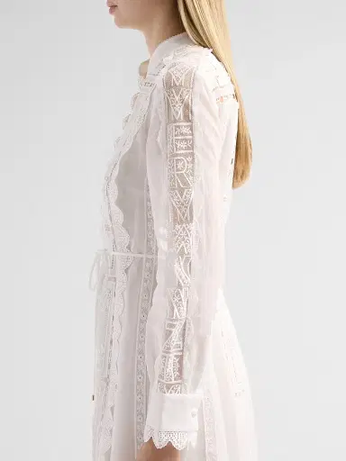 Zimmermann Women's Aster Lace Panel Embroidered Midi Dress - Ivory - Size 8 | Thumbnail 5