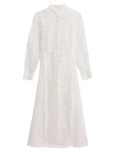 Zimmermann Women's Aster Lace Panel Embroidered Midi Dress - Ivory - Size 8 | Thumbnail 1