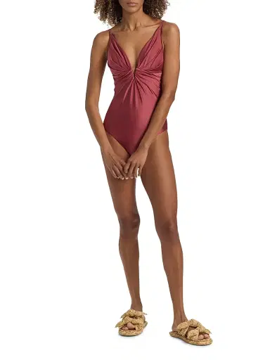 Zimmermann Women's Solstice Tuck Plunge One-Piece Swimsuit | Thumbnail 2
