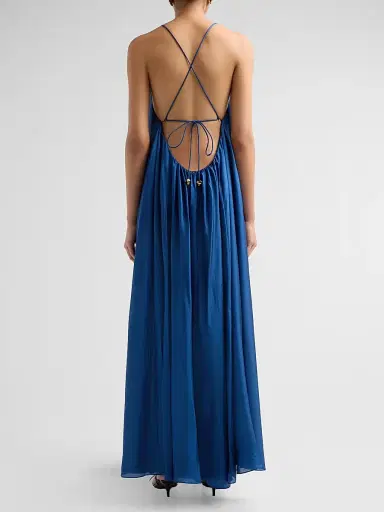 Zimmermann Women's Aster Gathered Bead Maxi Dress - Dark Cobalt - Size 10 | Thumbnail 3