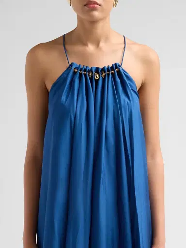 Zimmermann Women's Aster Gathered Bead Maxi Dress - Dark Cobalt - Size 10 | Thumbnail 5