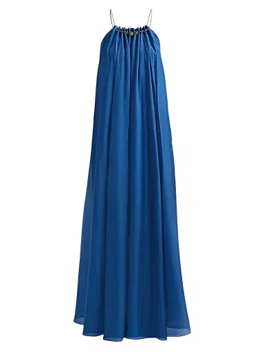 Zimmermann Women's Aster Gathered Bead Maxi Dress - Dark Cobalt - Size 10 | Thumbnail 1