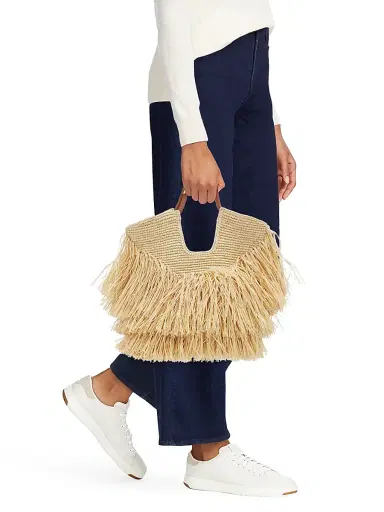 Zimmermann Women's Goldentime Fringed Tote Bag - Natural | Thumbnail 2