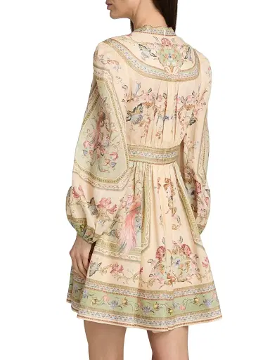 Zimmermann Women's Roselight Plunge Printed Linen Mini Dress | Thumbnail 5 Zimmermann Women's Roselight Plunge Printed Linen Mini Dress | Thumbnail 5
