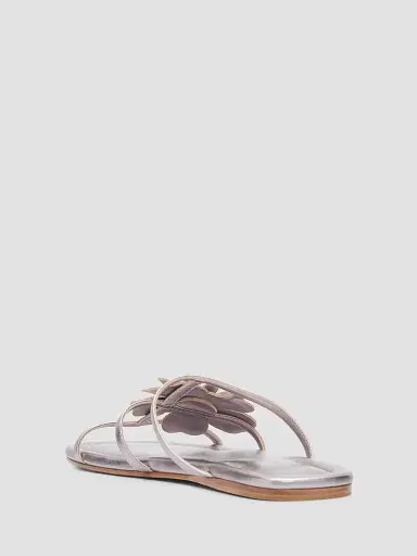 Zimmermann Women's Belara Floral-Appliqué Leather Sandals - Silver | Thumbnail 4 Zimmermann Women's Belara Floral-Appliqué Leather Sandals - Silver | Thumbnail 4