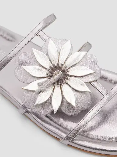 Zimmermann Women's Belara Floral-Appliqué Leather Sandals - Silver | Thumbnail 5 Zimmermann Women's Belara Floral-Appliqué Leather Sandals - Silver | Thumbnail 5