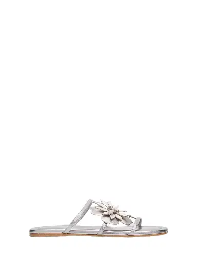 Zimmermann Women's Belara Floral-Appliqué Leather Sandals - Silver | Thumbnail 1 Zimmermann Women's Belara Floral-Appliqué Leather Sandals - Silver | Thumbnail 1