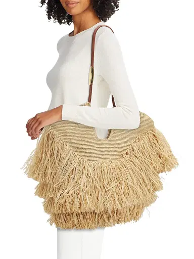 Zimmermann Women's Goldentime Fringed Tote Bag - Natural | Thumbnail 2