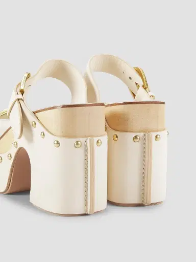 Zimmermann Women's Alight 100MM Studded Leather Wedge Sandals - Milk | Thumbnail 3