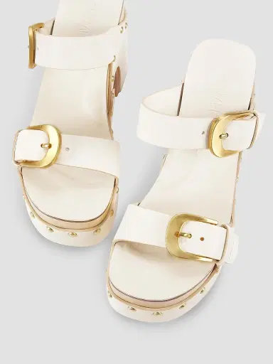 Zimmermann Women's Alight 100MM Studded Leather Wedge Sandals - Milk | Thumbnail 4