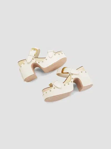 Zimmermann Women's Alight 100MM Studded Leather Wedge Sandals - Milk | Thumbnail 5