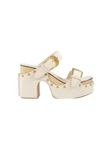 Zimmermann Women's Alight 100MM Studded Leather Wedge Sandals - Milk | Thumbnail 1