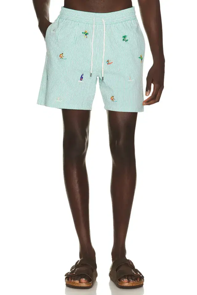 Stretch Seersucker Traveler Swim Trunk
