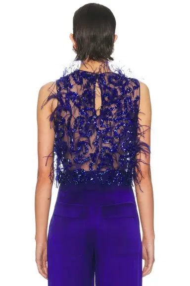 Lapointe Sequin & Feather Embroidery Cropped Tank Top | Thumbnail 3 Lapointe Sequin & Feather Embroidery Cropped Tank Top | Thumbnail 3