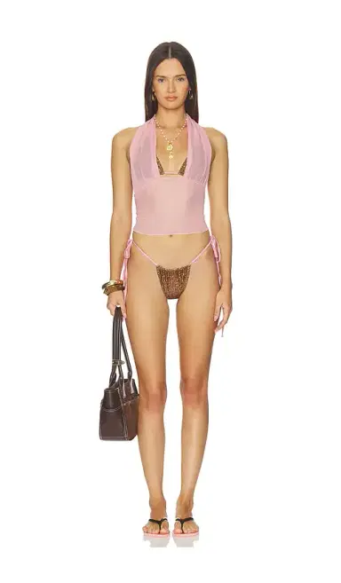 Frankies Bikinis Ari Reversible Satin Bikini Top | Thumbnail 6