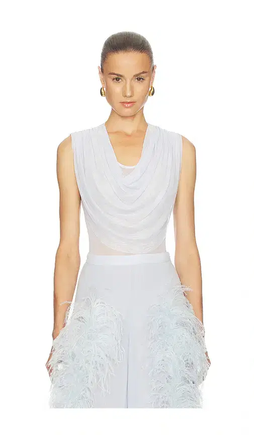 LaPointe Mesh Cowl Neck Bodysuit