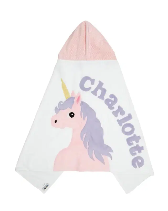 Boogie Baby Personalized Unicorn Hooden Towel, White