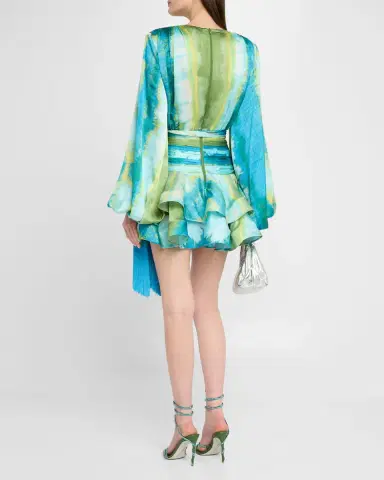 Bronx and Banco Bedouin Coastal Tiered Deep V-Neck Mini Dress | Thumbnail 2