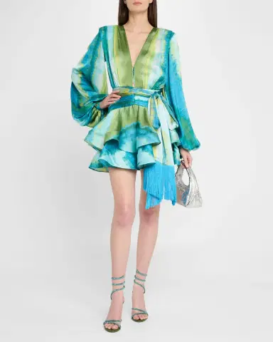 Bronx and Banco Bedouin Coastal Tiered Deep V-Neck Mini Dress | Thumbnail 3