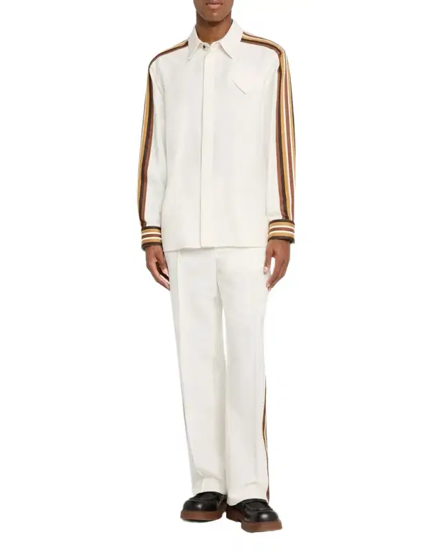 Men 's Viscose Stripe Flat-Front Trousers