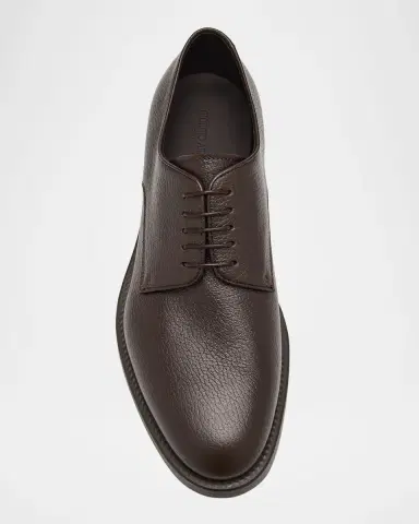Giorgio Armani Mens Grained Calf Leather Rubber-Sole Derby Shoes | Thumbnail 3 Giorgio Armani Mens Grained Calf Leather Rubber-Sole Derby Shoes | Thumbnail 3