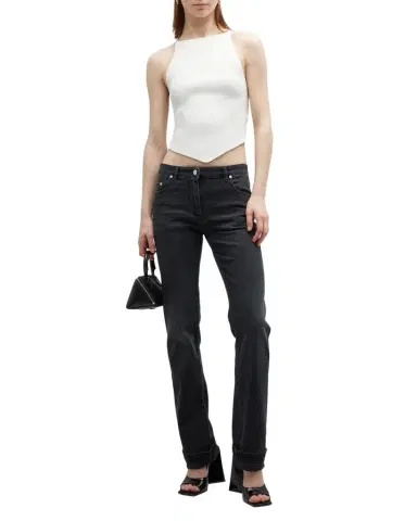 Courreges Rib-Knit Tank Top with Pointed Hem | Thumbnail 1 Courreges Rib-Knit Tank Top with Pointed Hem | Thumbnail 1