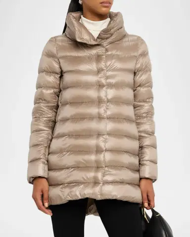 HERNO Amelia Water-Resistant Ultralight Nylon A-Line Puffer Jacket | Thumbnail 3