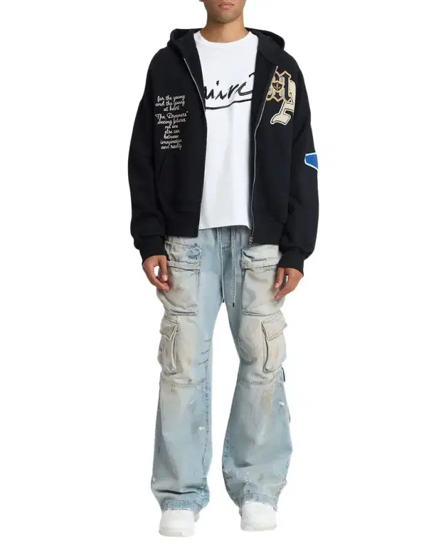 Men 's Vintage-Wash Wide Leg Cargo Jeans
