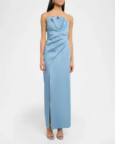 Aidan Mattox Pleated Stretch Mikado Column Gown | Thumbnail 3 Aidan Mattox Pleated Stretch Mikado Column Gown | Thumbnail 3