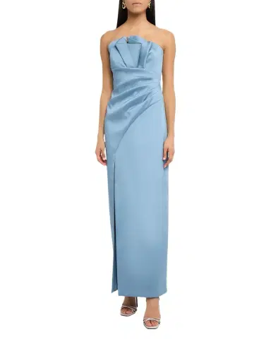 Aidan Mattox Pleated Stretch Mikado Column Gown | Thumbnail 1 Aidan Mattox Pleated Stretch Mikado Column Gown | Thumbnail 1