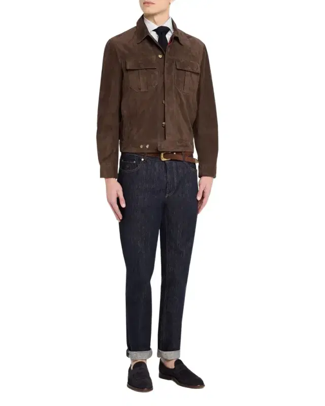 Brunello Cucinelli Men 's Suede Modern-Fit Shirt Jacket