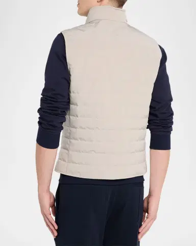 Brunello Cucinelli Men's Bonded Nylon Down Vest | Thumbnail 2 Brunello Cucinelli Men's Bonded Nylon Down Vest | Thumbnail 2
