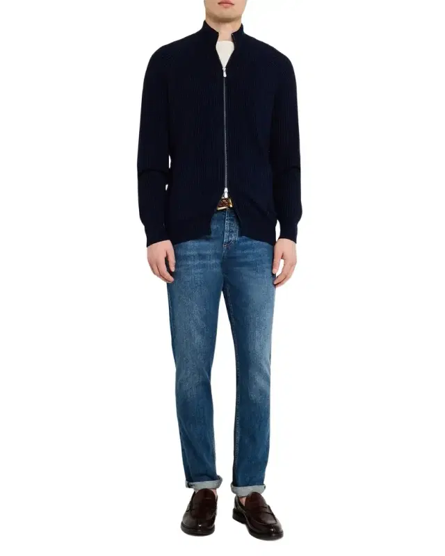 Brunello Cucinelli Men 's Cotton Rib Full-Zip Cardigan