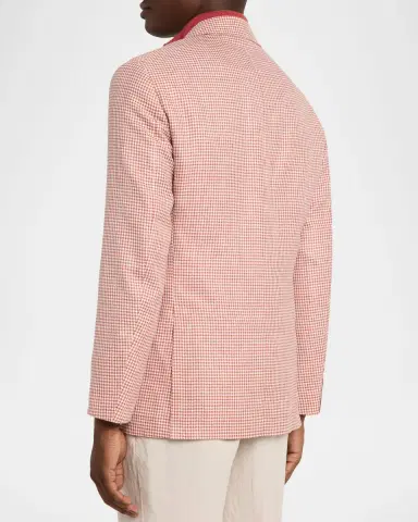 Brunello Cucinelli Men's Wool, Silk and Linen Houndstooth Sport Coat | Thumbnail 2 Brunello Cucinelli Men's Wool, Silk and Linen Houndstooth Sport Coat | Thumbnail 2