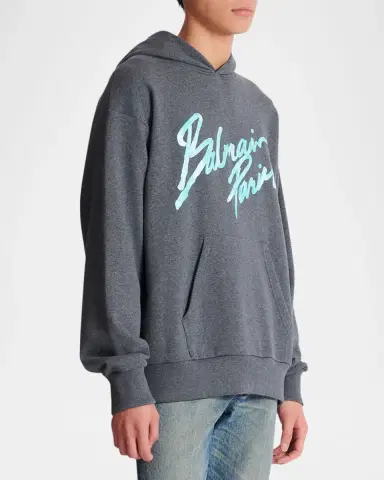 Balmain Men 's Paris Cotton Jersey Hoodie | Thumbnail 5 Balmain Men 's Paris Cotton Jersey Hoodie | Thumbnail 5