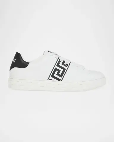 Versace Men's La Greca Leather Low-Top Sneakers | Thumbnail 3 Versace Men's La Greca Leather Low-Top Sneakers | Thumbnail 3