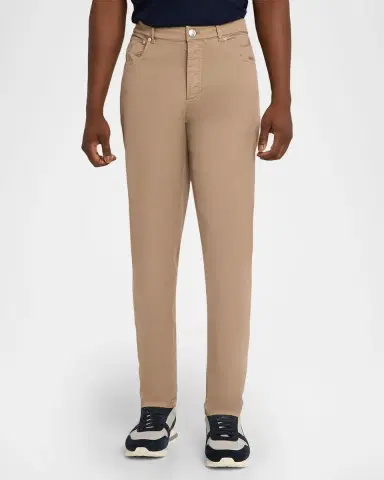 Brunello Cucinelli Men's Dyed Cotton Straight-Fit Five-Pocket Pants | Thumbnail 3