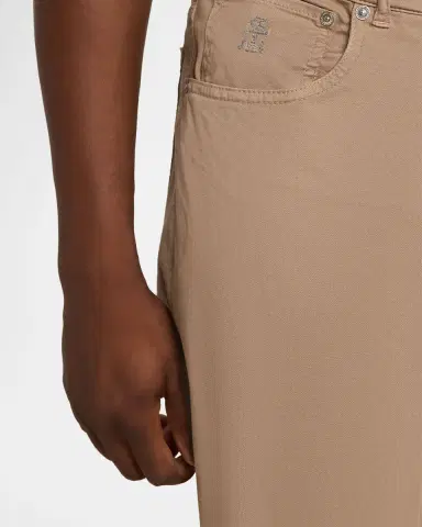 Brunello Cucinelli Men's Dyed Cotton Straight-Fit Five-Pocket Pants | Thumbnail 4