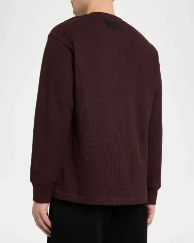 Helmut Lang Men's Cotton Waffle Knit Long-Sleeve Henley T-Shirt | Thumbnail 2