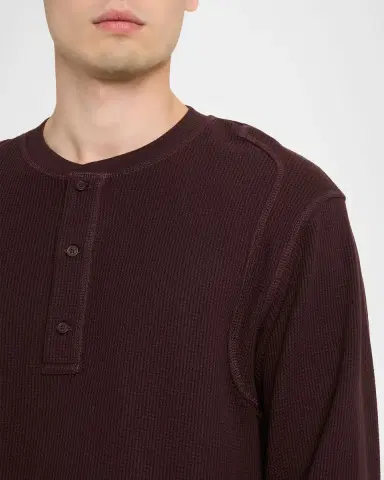 Helmut Lang Men's Cotton Waffle Knit Long-Sleeve Henley T-Shirt | Thumbnail 4