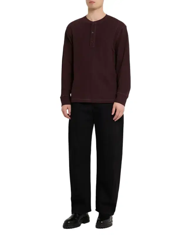 Helmut Lang Men 's Cotton Waffle Knit Long-Sleeve Henley T-Shirt