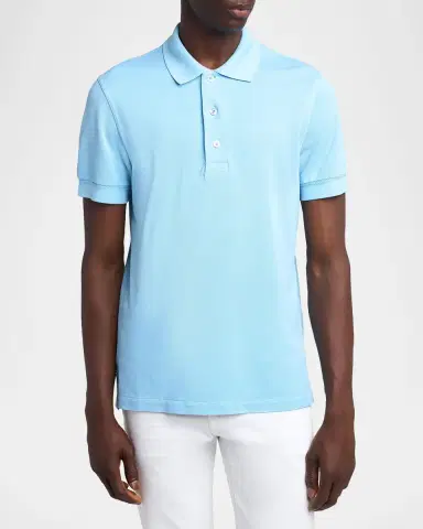 Tom Ford Men's Lyocell Pique Polo Shirt | Thumbnail 3 Tom Ford Men's Lyocell Pique Polo Shirt | Thumbnail 3