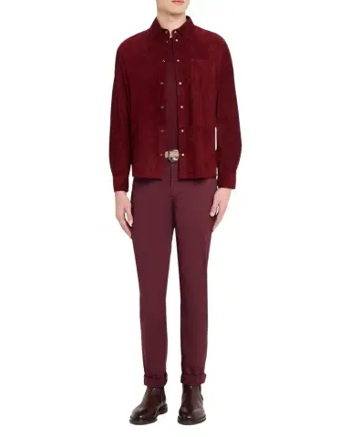 Brunello Cucinelli en's Leather Snap-Front Shirt with Pocket | Thumbnail 1
