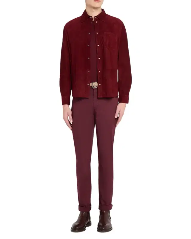 Brunello Cucinelli en 's Leather Snap-Front Shirt with Pocket