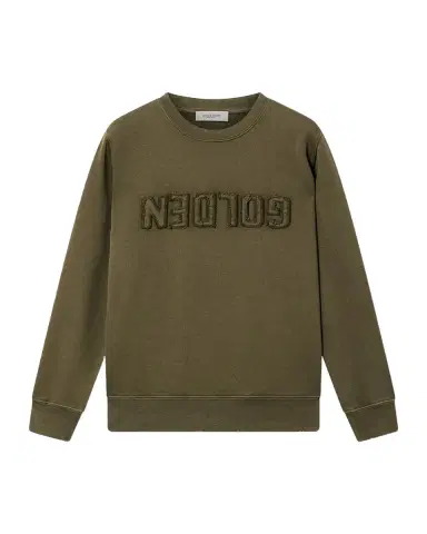 Golden Goose Kid's Golden Distressed Cotton Fleece Logo Sweatshirt, Size 4-12 | Thumbnail 2