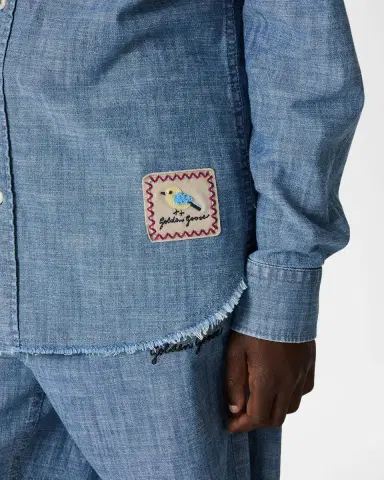 Golden Goose Kid's Journey Cotton Chambray Button-Front Shirt | Thumbnail 2 Golden Goose Kid's Journey Cotton Chambray Button-Front Shirt | Thumbnail 2