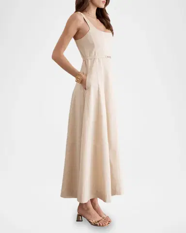 Aqua Blu Australia Claudette Belted Linen Maxi Dress | Thumbnail 3 Aqua Blu Australia Claudette Belted Linen Maxi Dress | Thumbnail 3