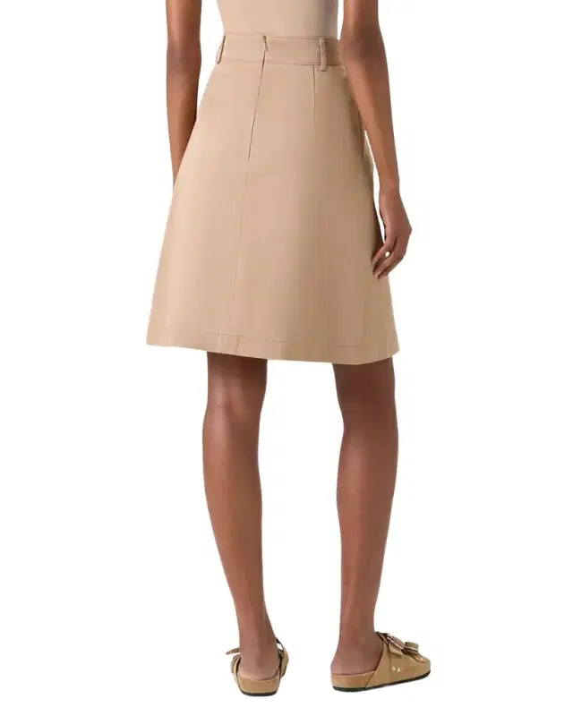Akris punto Box Pleat Cotton Gabardine A-Line Skirt