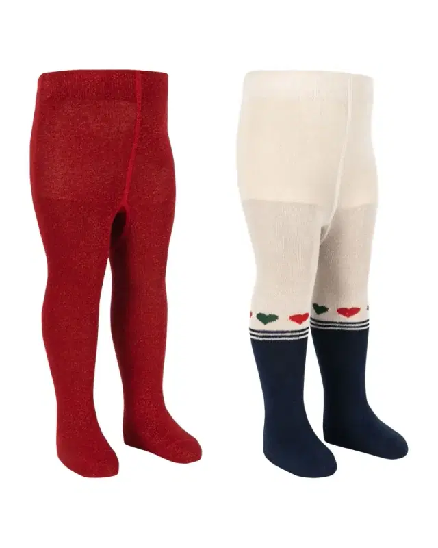 Kid 's Two-Pack Lurex Cotton Tights, Size 6M-7