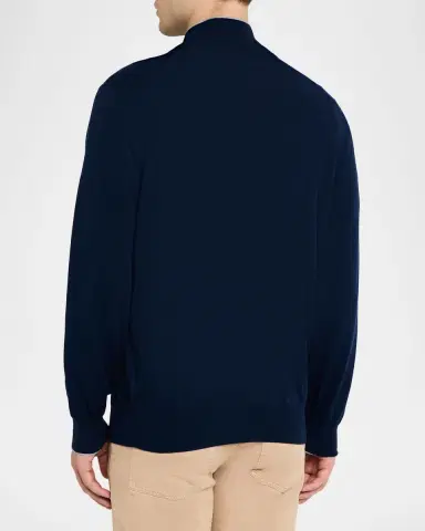 Brunello Cucinelli Men's Cotton Knit Quarter-Zip Sweater | Thumbnail 2